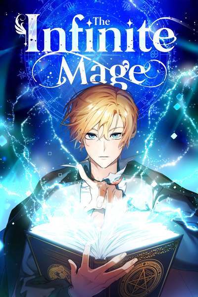 Cover of the book 'Infinite Mage' showing a magical figure with glowing symbols